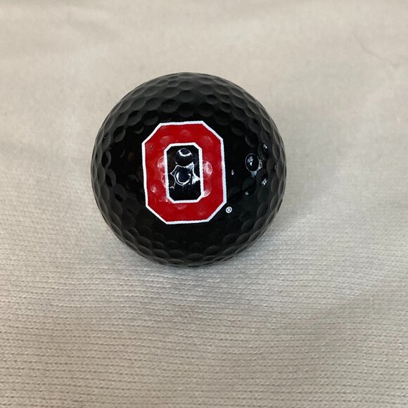 Ohio State Buckeyes Block O Golf Ball - Black Ball Red Logo - OSU Collectable - Picture 1 of 6